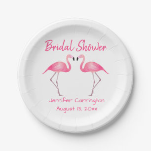 Tropischer Brautparty mit rosa Flamingos Pappteller