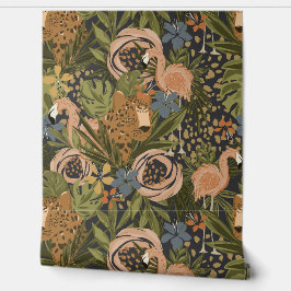 Tropischer Cheetah und Flamingo-Tapete Tapete