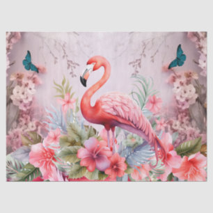 Tropischer Cherry Blossom & Pink Flamingos Dekoupa Seidenpapier