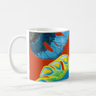 Tropischer Chic: Nahtloses Muster aus Blattwerk. Kaffeetasse