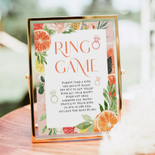 Tropischer Citrus Brautparty Ring Game Sign Poster