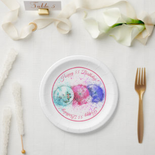 Tropischer Cocktail Drink Umbrellas 55. Geburtstag Pappteller