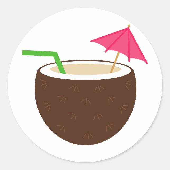 Tropischer Coconut Drink Runder Aufkleber (Vorderseite)