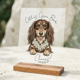 Tropischer Dachshund Hochzeitsgetränke Gehen Auf M Acrylschild