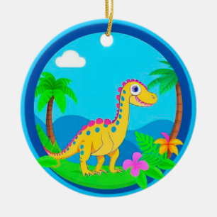 🌴 Tropischer Dinosaurier Kinder Weihnachtsgeschen Keramik Ornament