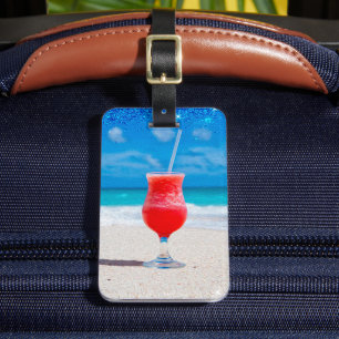 Tropischer Drink am Strand gefroren mit Monogramm Gepäckanhänger