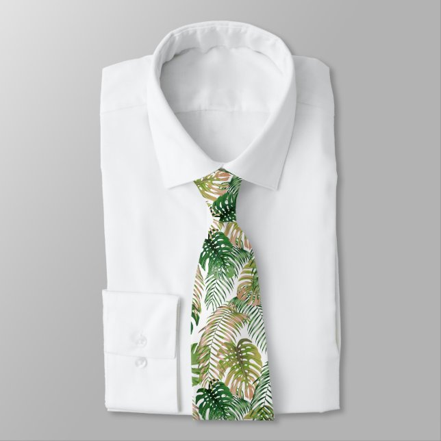 Tropischer Dschungel Blätter Design Necktie Krawatte (Gebunden)