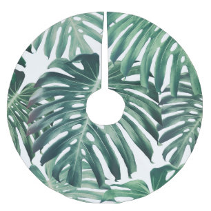 Tropischer Dschungel Blätter floraler Hintergrund Polyester Weihnachtsbaumdecke