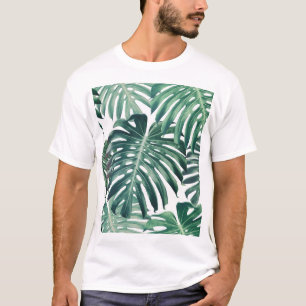 Tropischer Dschungel Blätter floraler Hintergrund T-Shirt