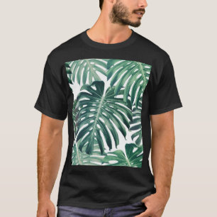 Tropischer Dschungel Blätter floraler Hintergrund T-Shirt