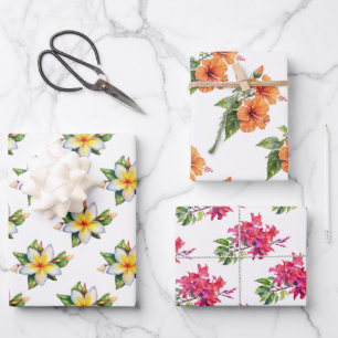 Tropischer Dschungel Blume Hibiskus frangipani Geschenkpapier Set