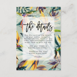 Tropischer Dschungel Blumenhochzeit Informationen Begleitkarte