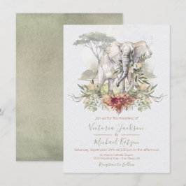 Tropischer Dschungel-Elefant-Hochzeitseinladungen Einladung