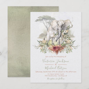 Tropischer Dschungel-Elefant-Hochzeitseinladungen Einladung