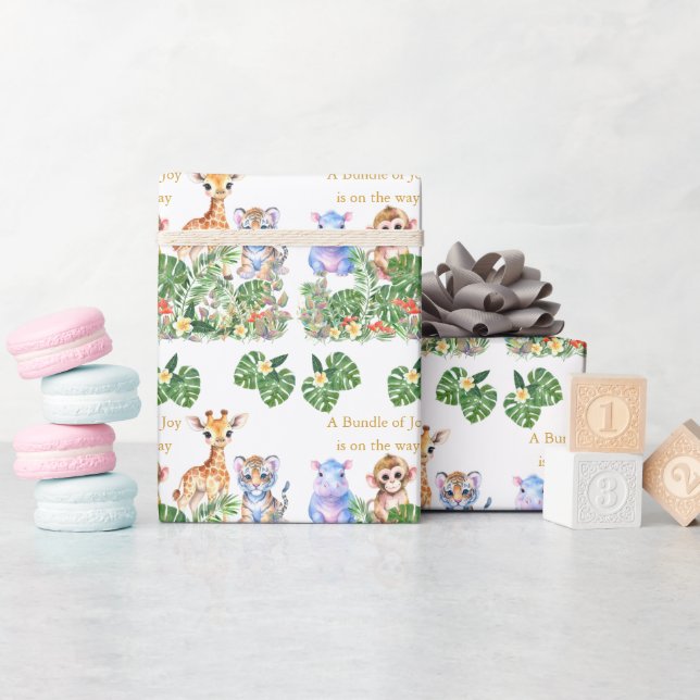 Tropischer Dschungel Geschenkpapier (Babyparty)