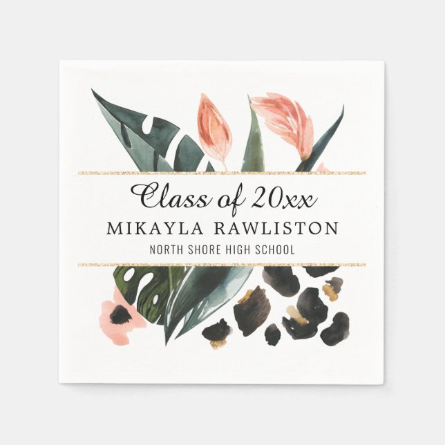 Tropischer Dschungel | Graduierungspartei Serviette (Vorderseite)