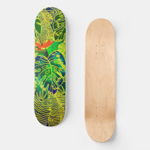 Tropischer Dschungel Grüne Blätter Wasserfarbe Skateboard