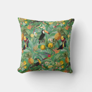 Tropischer Dschungel mit Toucan Birds und Blume Th Kissen
