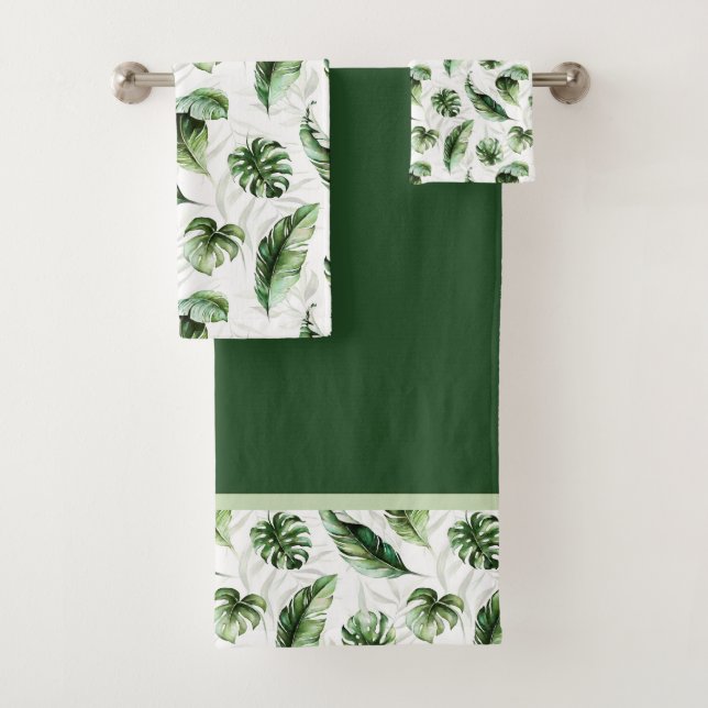 Tropischer Dschungel Monstera Blätter Badhandtuch Set (Insitu)