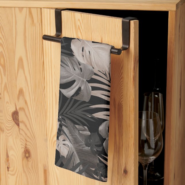 Tropischer Dschungel Night Blätter 8 - Wiederholun Geschirrtuch (Drittel gefaltet)