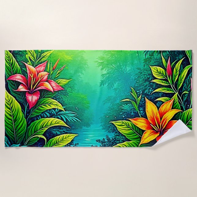 Tropischer Dschungel - Oasis Design Strandtuch (Vorderseite)