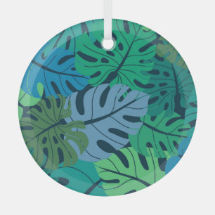 Tropischer Dschungel Palm Nahtloses Muster Ornament Aus Glas
