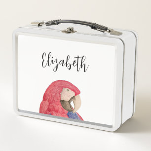 Tropischer Dschungel-Papagei Zeichnend Macaie Metall Brotdose