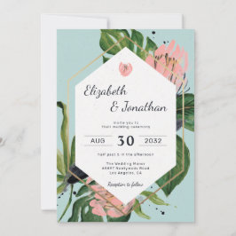 Tropischer Dschungel rosa Blume & Blätter floralmo Einladung