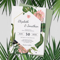 Tropischer Dschungel rosa Blume & Blätter floralmo