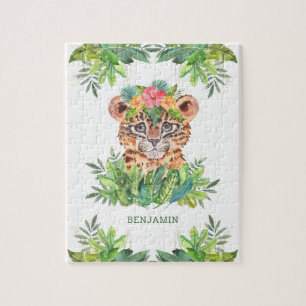 Tropischer Dschungel-Safari Süßer Leopard Kinder N Puzzle