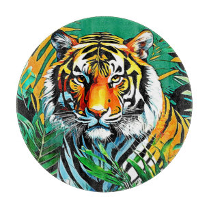 Tropischer Dschungel Tiger Blickdesign Schneidebrett