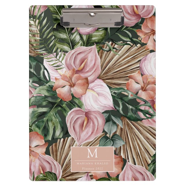 Tropischer Dschungel verlasse Regenwald-Blume Klemmbrett (Vorderseite)