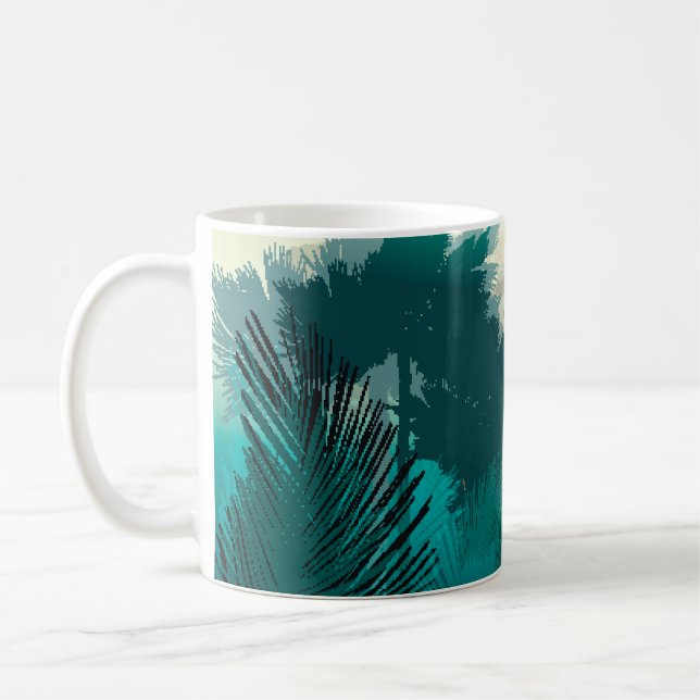 Tropischer Dschungel: Vintage Morgenlandschaft. Kaffeetasse (Links)