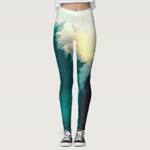 Tropischer Dschungel: Vintage Morgenlandschaft. Leggings
