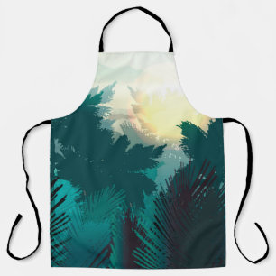 Tropischer Dschungel: Vintage Morgenlandschaft. Schürze