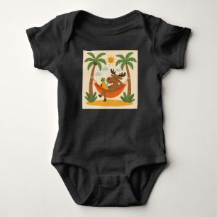 Tropischer Elch-Urlaub – Entspanntes Sommer-T-Shir Baby Strampler