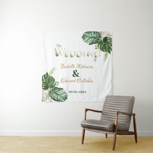 Tropischer Empfang Décor Green Monstera Blätter Wandteppich