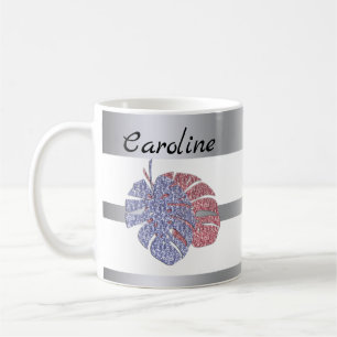 Tropischer exotischer Glitter Glanz Monstera Blätt Kaffeetasse
