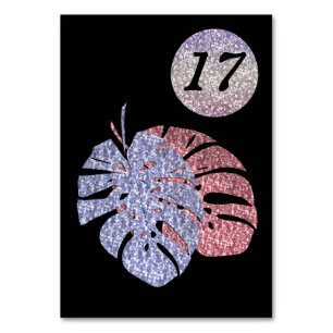 Tropischer exotischer Glitzer glänzende Monstera-B Tischnummer