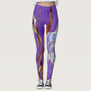 Tropischer Fantail-Fisch Aquarell Lila Leggings