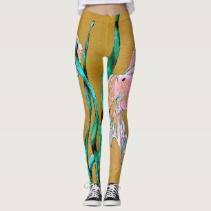 Tropischer Fantail-Fisch Wasserfarbe Rosa Leggings