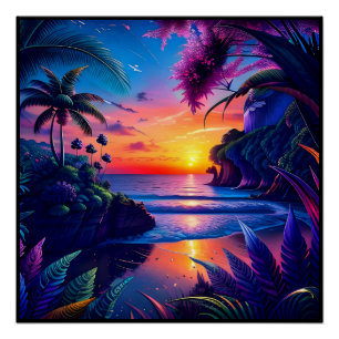 Tropischer Fantasy-Strand Zwei Poster