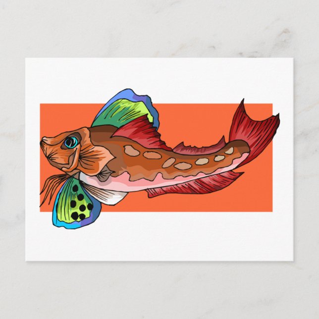 Tropischer Fisch 1 Populärer Cooler Retrofisch Postkarte (Vorderseite)