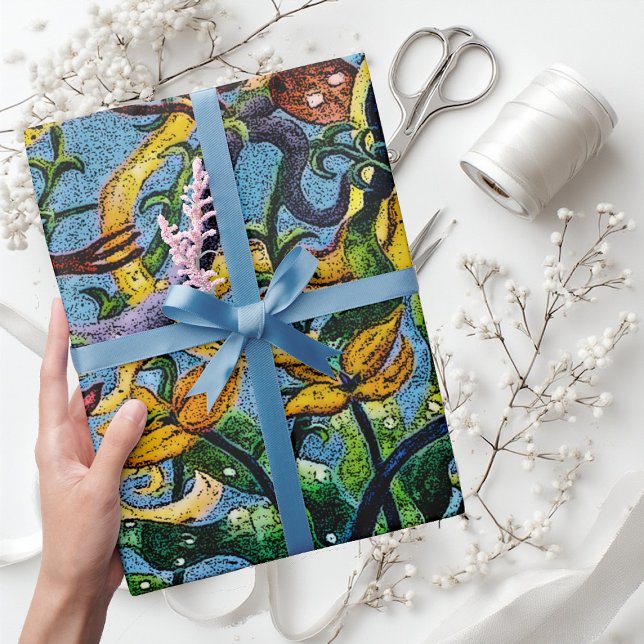 Tropischer Fisch im Abstrakten Ozean Geschenkpapier (Tropical Fish in the Ocean Abstract Art Wrapping Paper)
