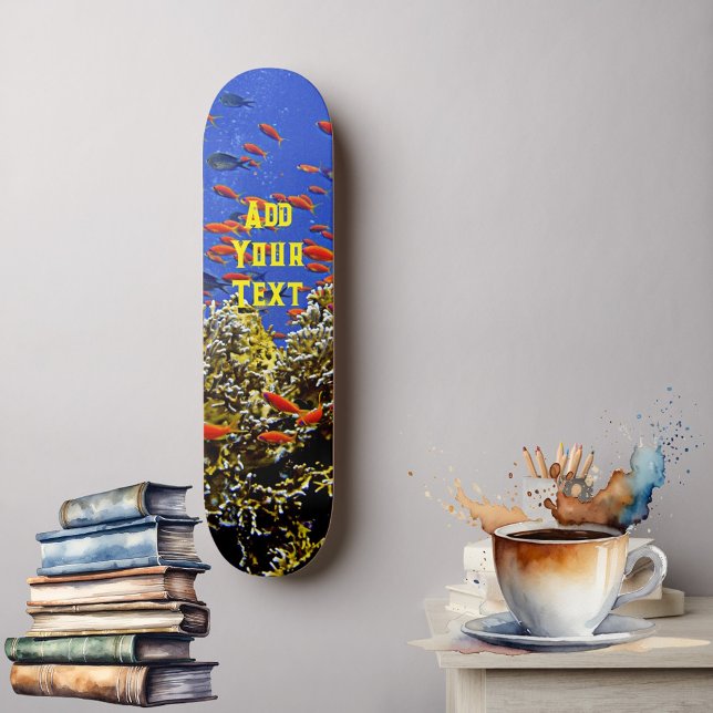 Tropischer Fisch im Korallenriff Blaues Meer Elega Skateboard (Tropical Fish in Ocean Coral Reef Blue Sea Elegant Skateboard)