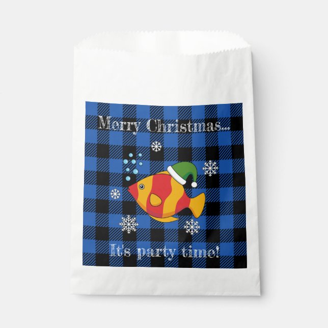 Tropischer Fisch im Muster Blue Buffalo | Text hin Geschenktütchen (Vorderseite)