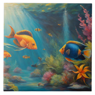 Tropischer Fisch im Ozean mit Korallen und Algen Fliese