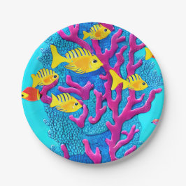 Tropischer Fisch Nahtloses Muster Pappteller