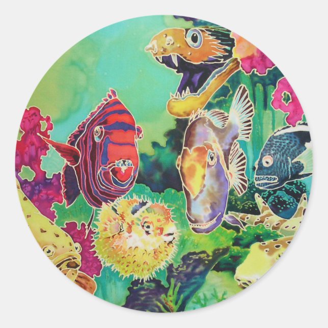 Tropischer Fisch unter Wasser Runder Aufkleber (Vorderseite)