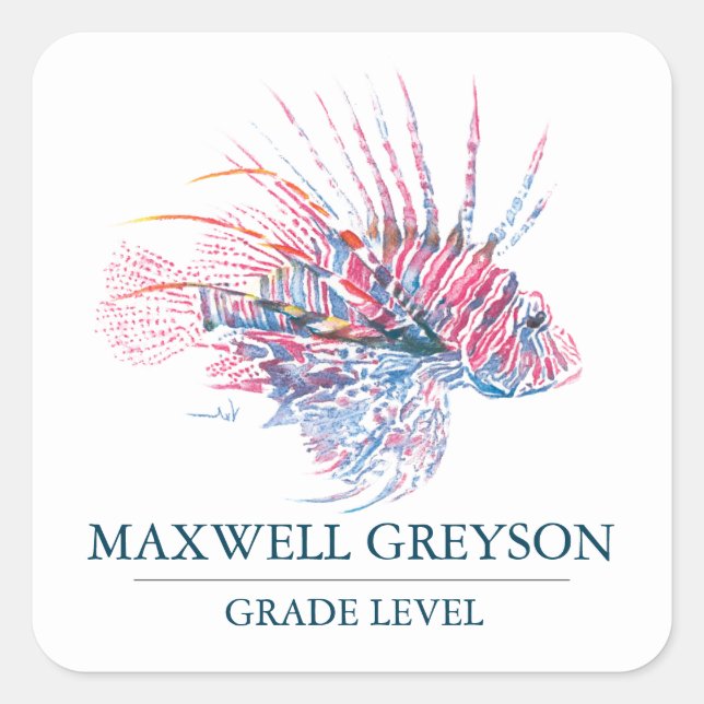Tropischer Fisch zurück in die Schule Quadratischer Aufkleber (Vorderseite)